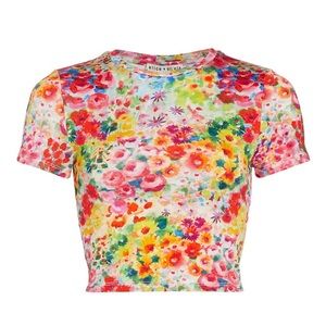 Alice + Olivia Cindy Floral Cropped Tee